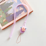 Snur decorativ silicon cu inel, Mov Flying Bear, mov