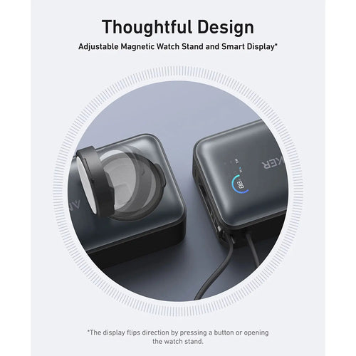 Anker Baterie Externa 10000mAh 35W + Cablu Type-C Integrat, Maggo Apple Watch Qi2 Negru - A1657H11