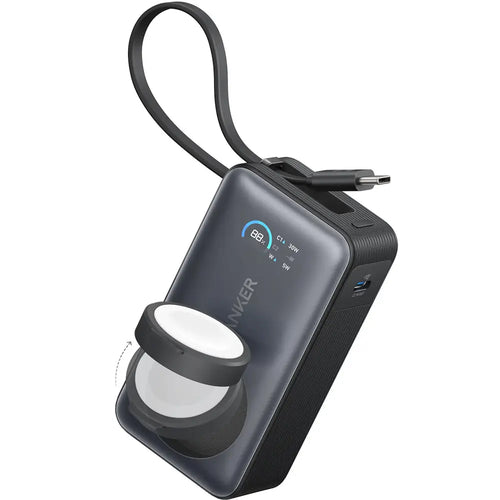 Anker Baterie Externa 10000mAh 35W + Cablu Type-C Integrat, Maggo Apple Watch Qi2 Negru - A1657H11