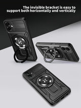 Husa cu inel OEM compatibila cu Galaxy S22 Ultra, Antisoc, TPU, ABS, Negru