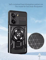 Husa cu inel OEM compatibila cu Xiaomi 15, Antisoc, TPU, ABS, Negru