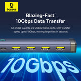 Hub Baseus UltraJoy 4-in-1, USB-C/USB-A la 4x USB 3.2