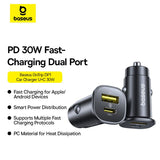 Baseus 12V 30W, USB-A + USB-C, Gotrip DP1, Black - C00072300123-00