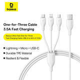 Cablu de date Baseus USB-C la Lightning la Micro-USB la USB-A, 1.3 m