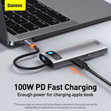 Hub Baseus Gleam 5-in-1, USB-C la 3x USB 3.0, USB-C PD 100W, HDMI