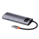 Hub Baseus Gleam 5-in-1, USB-C la 3x USB 3.0, USB-C PD 100W, HDMI