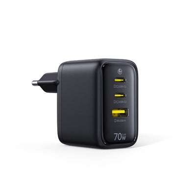 Incarcator Baseus GaN6 EnerFill FE22, 70W, 1x USB-A, 2x USB-C, Negru