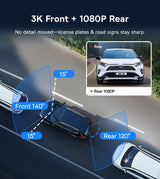 Camera Auto DVR Baseus PrimeTrip VD1 Dual, 3K+1080P, GPS, Wi-Fi, Negru
