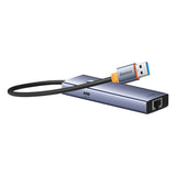 Hub Baseus UltraJoy 4-in-1, USB-A la 3x USB 3.0, USB-C, RJ45