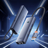 Hub Baseus UltraJoy 4-in-1, USB-A la 3x USB 3.0, USB-C, RJ45