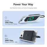Baterie externa Baseus EnerFill FM11 Magnetic 10000 mAh 30W cu cablu Type-C integrat, Neagra