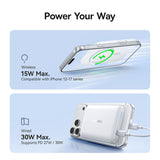 Baterie externa Baseus EnerFill FM11 Magnetic 10000 mAh 30W, Alba