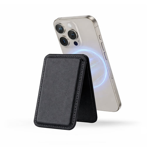 Husa tip carte compatibila cu iPhone 13, iPhone 13 Pro, MagSafe/Magnetic, piele ecologica, Negru