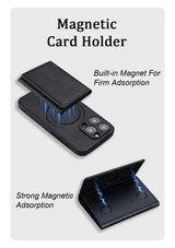 Husa tip carte compatibila cu iPhone 13, iPhone 13 Pro, MagSafe/Magnetic, piele ecologica, Albastru