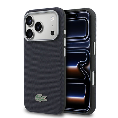 Husa telefon Lacoste pentru Apple iPhone 17 Pro, PVC Petit Pique Semi Wrap MagSafe, Bleumarin