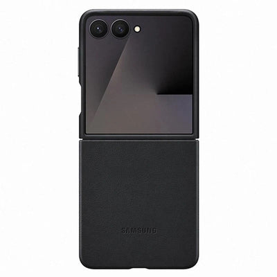 Husa tip carte compatibila cu Galaxy Z Flip 7, piele vegana, Negru