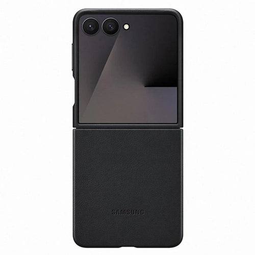 Husa tip carte compatibila cu Galaxy Z Flip 7, piele vegana, Negru