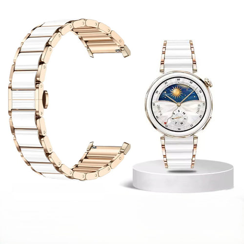 Curea ceramica compatibila cu Huawei Watch GT4 41mm, Huawei Watch GT5 41mm, Alb