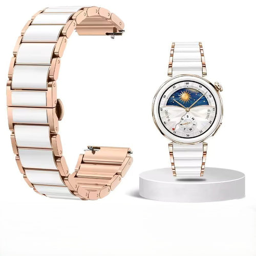 Curea ceramica compatibila cu Huawei Watch GT4 41mm, Huawei Watch GT5 41mm, Alb