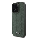Husa telefon DKNY pentru Apple iPhone 16 Pro, Piele PU cu model Grid, MagSafe, Verde