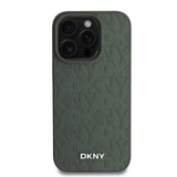 Husa telefon DKNY pentru Apple iPhone 16 Pro, Piele PU cu model Grid, MagSafe, Verde