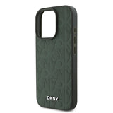 Husa telefon DKNY pentru Apple iPhone 16 Pro, Piele PU cu model Grid, MagSafe, Verde