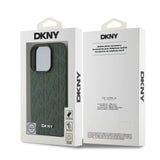 Husa telefon DKNY pentru Apple iPhone 16 Pro, Piele PU cu model Grid, MagSafe, Verde