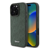 Husa telefon DKNY pentru Apple iPhone 16 Pro, Piele PU cu model Grid, MagSafe, Verde