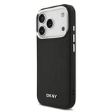 Husa cu inel Dkny compatibila cu iPhone 17 Pro, MagSafe/Magnetic, piele, Negru