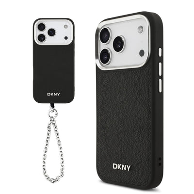 Husa cu inel Dkny compatibila cu iPhone 17 Pro Max, MagSafe/Magnetic, piele, Negru