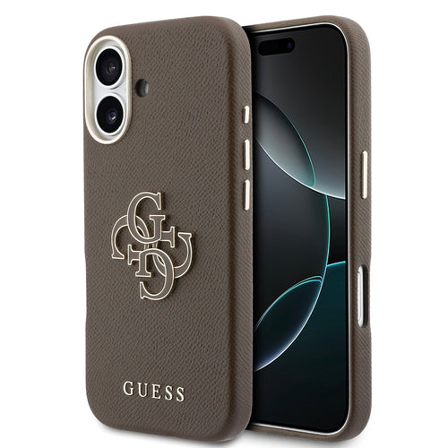 Husa Guess compatibila cu iPhone 17, piele ecologica, Maro