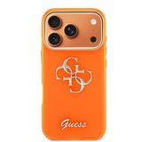 Husa telefon GUESS pentru Apple iPhone 17 Pro, IML 4G Script Metal Logo, Portocalie
