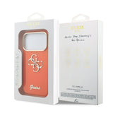 Husa telefon GUESS pentru Apple iPhone 17 Pro, IML 4G Script Metal Logo, Portocalie
