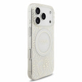 Husa spate Guess pentru Apple iPhone 18 Pro Max, MagSafe, Flowers Allover, Curea de mana, Alba