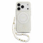 Husa spate Guess pentru Apple iPhone 18 Pro Max, MagSafe, Flowers Allover, Curea de mana, Alba
