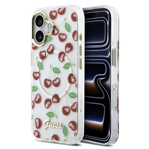 Husa telefon GUESS pentru Apple iPhone 17, IML Glitter Cherry MagSafe