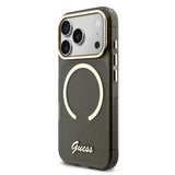 Husa cu inel Guess compatibila cu iPhone 17 Pro, MagSafe/Magnetic, TPU, Negru