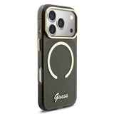 Husa cu inel Guess compatibila cu iPhone 17 Pro, MagSafe/Magnetic, TPU, Negru