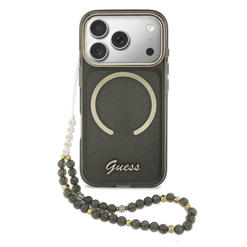 Husa cu inel Guess compatibila cu iPhone 17 Pro, MagSafe/Magnetic, TPU, Negru