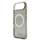 Husa cu inel Guess compatibila cu iPhone 17 Air, MagSafe/Magnetic, TPU, Negru