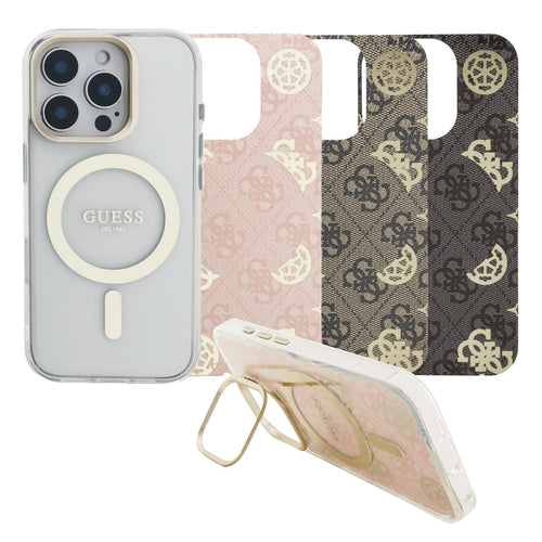 Husa cu inel Guess compatibila cu iPhone 16 Pro Max, MagSafe/Magnetic, policarbonat