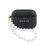 Husa pentru Apple AirPods Pro 3 GUESS 4G Classic Logo cu curea, Neagra