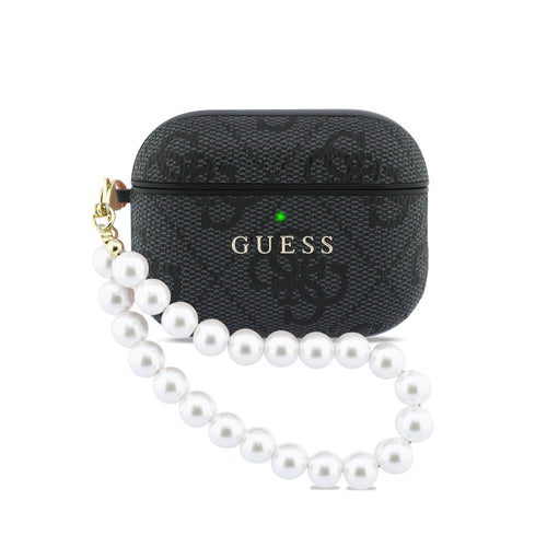Husa pentru Apple AirPods Pro 3 GUESS 4G Classic Logo cu curea, Neagra