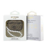 Husa pentru Apple AirPods Pro 3 GUESS 4G Classic Logo cu curea Pearl, Maro