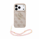 Husa spate GUESS pentru Apple iPhone 18 Pro, PU 4G Metal Logo cu curea de mana, Roz