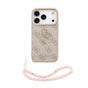 Husa spate GUESS pentru Apple iPhone 18 Pro Max, PU 4G Metal Logo, Curea de mana, Roz