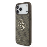 Husa telefon pentru Apple iPhone 18 Pro, GUESS PU 4G Metal Logo, Maro
