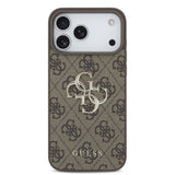 Husa telefon pentru Apple iPhone 18 Pro, GUESS PU 4G Metal Logo, Maro