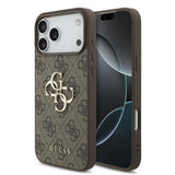 Husa telefon pentru Apple iPhone 18 Pro, GUESS PU 4G Metal Logo, Maro