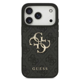 Husa spate GUESS pentru Apple iPhone 18 Pro, PU 4G Metal Logo, Gri